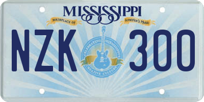 MS license plate NZK300