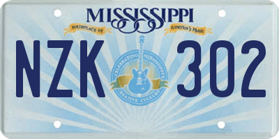 MS license plate NZK302