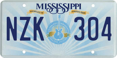MS license plate NZK304