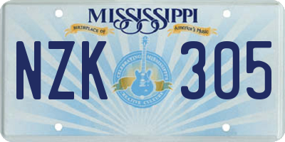 MS license plate NZK305