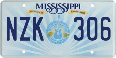 MS license plate NZK306