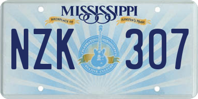 MS license plate NZK307