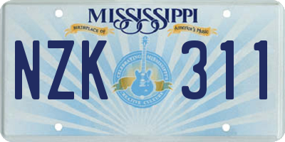 MS license plate NZK311