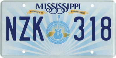 MS license plate NZK318