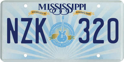 MS license plate NZK320