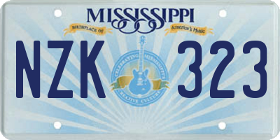 MS license plate NZK323