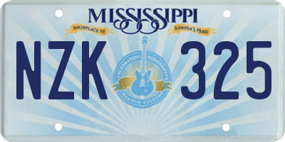 MS license plate NZK325