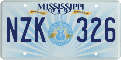 MS license plate NZK326