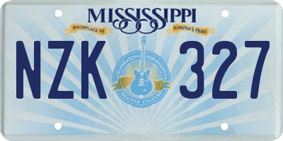 MS license plate NZK327