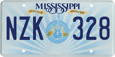 MS license plate NZK328