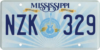 MS license plate NZK329