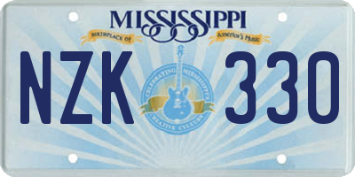 MS license plate NZK330