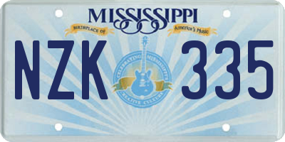 MS license plate NZK335