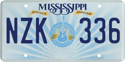 MS license plate NZK336