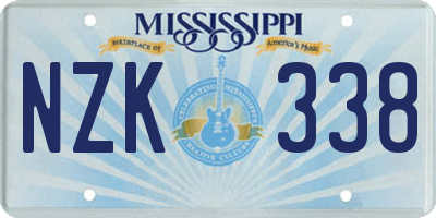 MS license plate NZK338