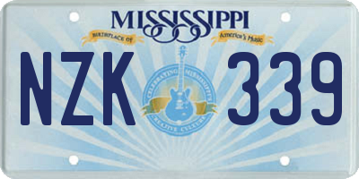 MS license plate NZK339