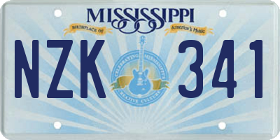 MS license plate NZK341