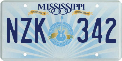 MS license plate NZK342