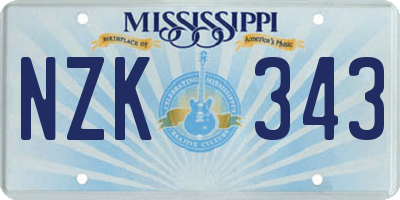 MS license plate NZK343