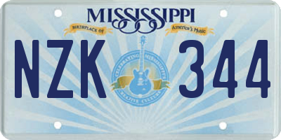 MS license plate NZK344