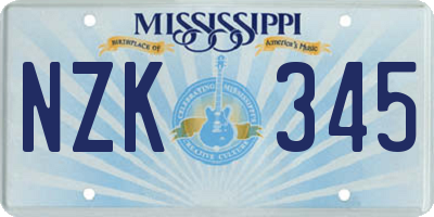 MS license plate NZK345