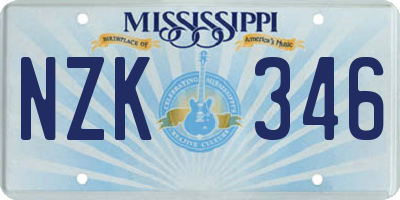 MS license plate NZK346