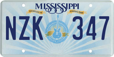 MS license plate NZK347