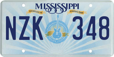 MS license plate NZK348