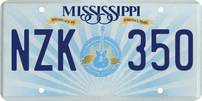 MS license plate NZK350