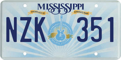 MS license plate NZK351
