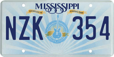MS license plate NZK354