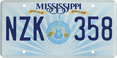 MS license plate NZK358