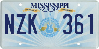 MS license plate NZK361