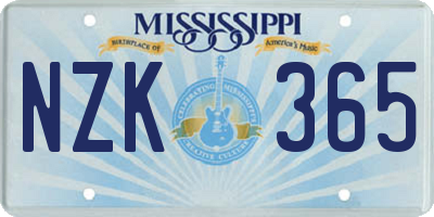 MS license plate NZK365