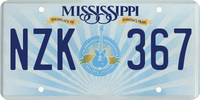 MS license plate NZK367