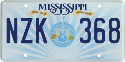 MS license plate NZK368
