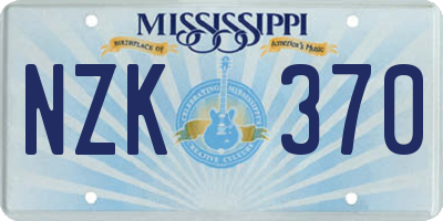MS license plate NZK370