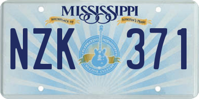 MS license plate NZK371