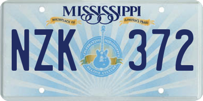 MS license plate NZK372