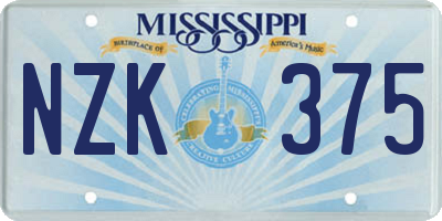 MS license plate NZK375