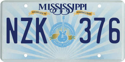MS license plate NZK376