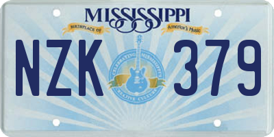 MS license plate NZK379