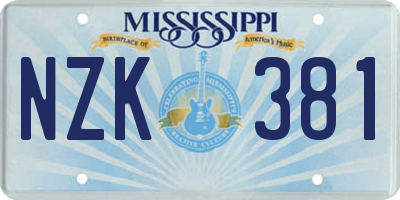 MS license plate NZK381