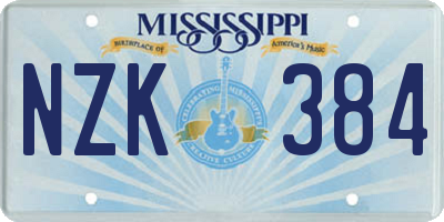 MS license plate NZK384