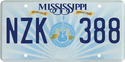 MS license plate NZK388