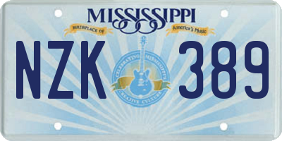 MS license plate NZK389