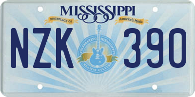 MS license plate NZK390