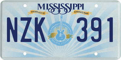 MS license plate NZK391