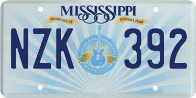 MS license plate NZK392