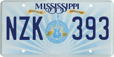 MS license plate NZK393